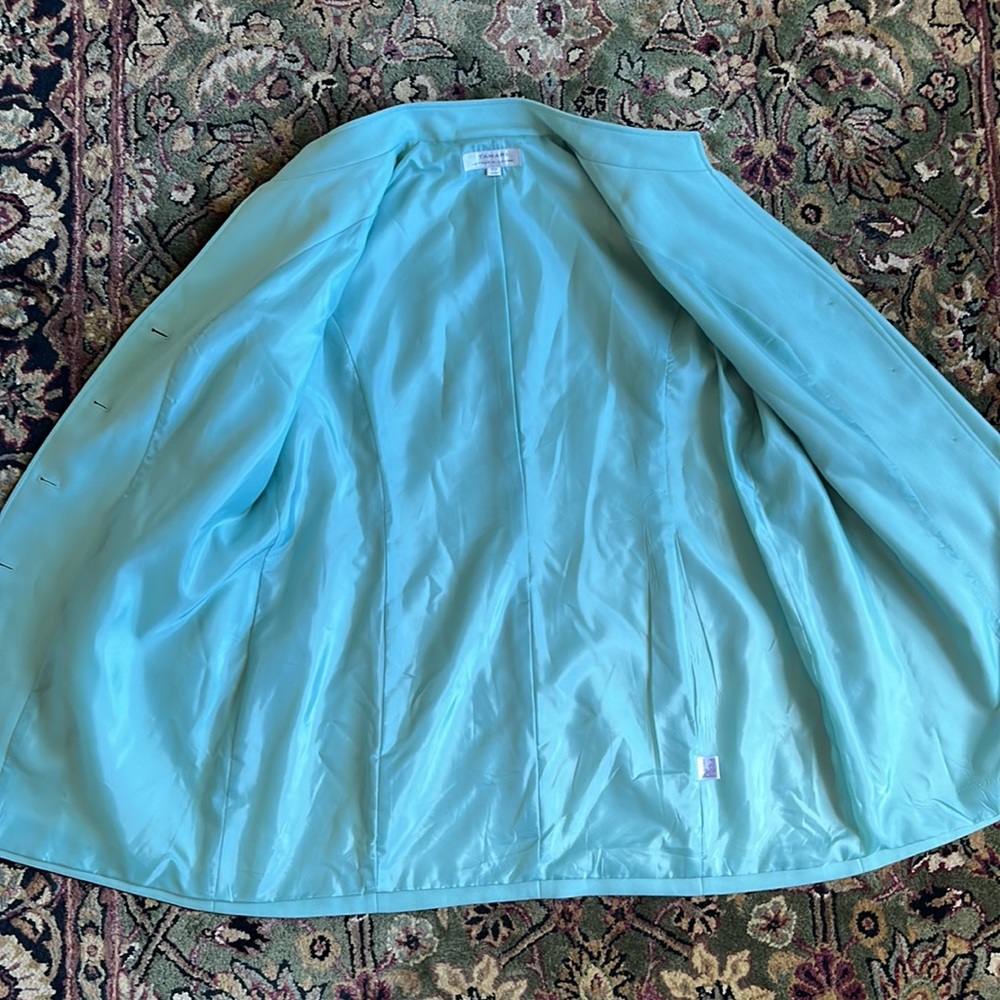 Tahari Arthur S. Levine light teal/green dress Coat/Blazer/Jacket. - Picture 8 of 10